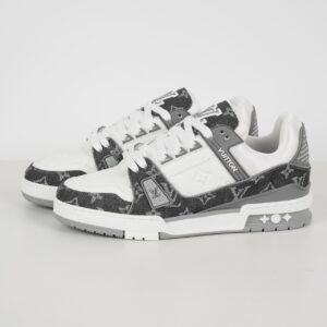 LOUIS VUITTON LV Trainer Sneaker 1ADH2W in Blue Monogram Denim and White Calf Leather