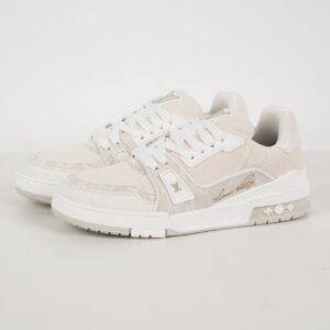 LOUIS VUITTON LV Trainer Sneaker 1AC689 in Monogram Denim and White Calf Leather