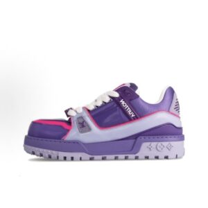 LOUIS VUITTON Trainer Maxi-Leather-Round Toe Lace-Up-Low-Top-Sneakers-Men's-Purple