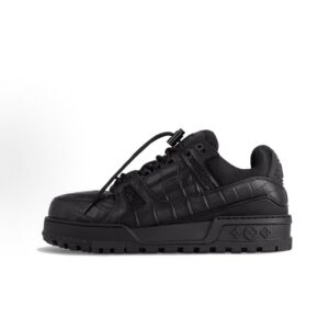 LOUIS VUITTON Trainer Maxi Leather Non-slip Low-top Sneakers Unisex Black