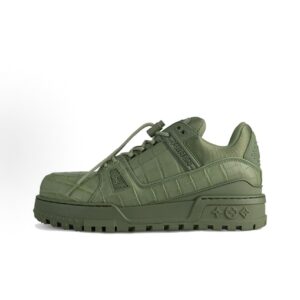 LOUIS VUITTON Trainer Maxi Crocodile Leather Embossed Non-slip Low-top Sneakers Unisex Green