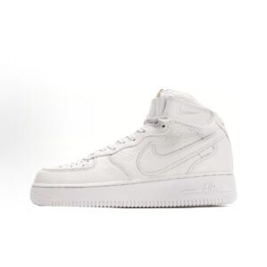 Nike x LOUIS VUITTON Air Force 1-Printed Pattern on the upper-mid-top-Fashion Sneakers-Unisex Style-White