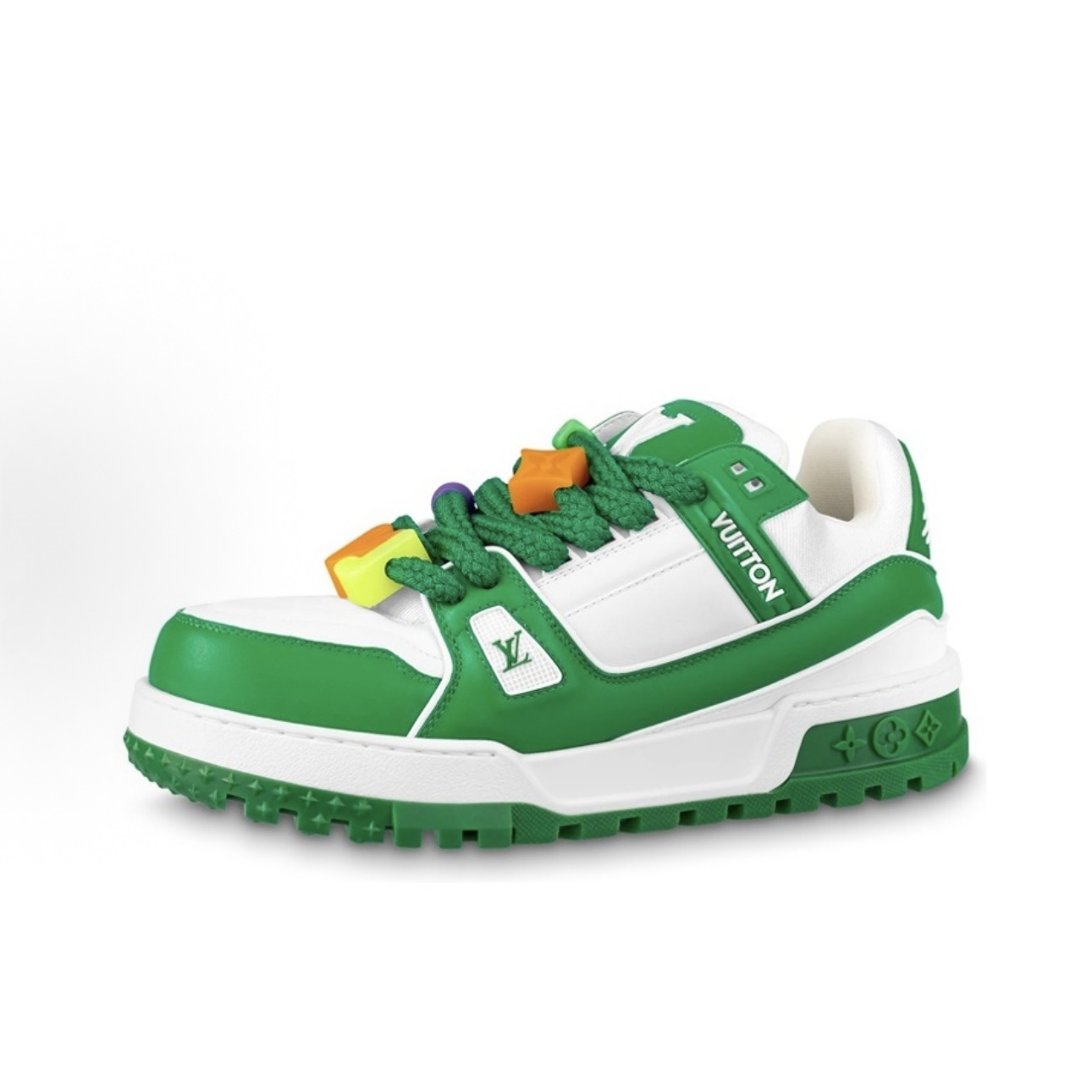 LOUIS VUITTON Trainer Maxi Low-top Lace-up Fashion Sneakers Men's White and Green